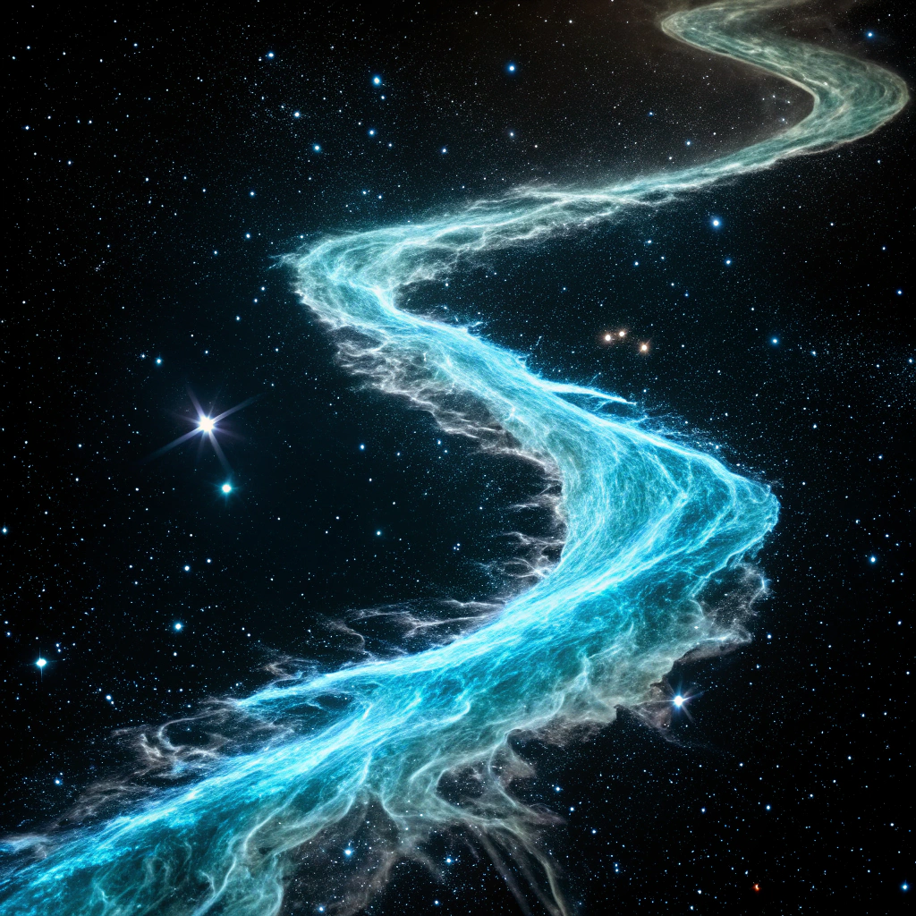 Luminous planar ribbons of self-replicating quantum particles flowing along flat geometry