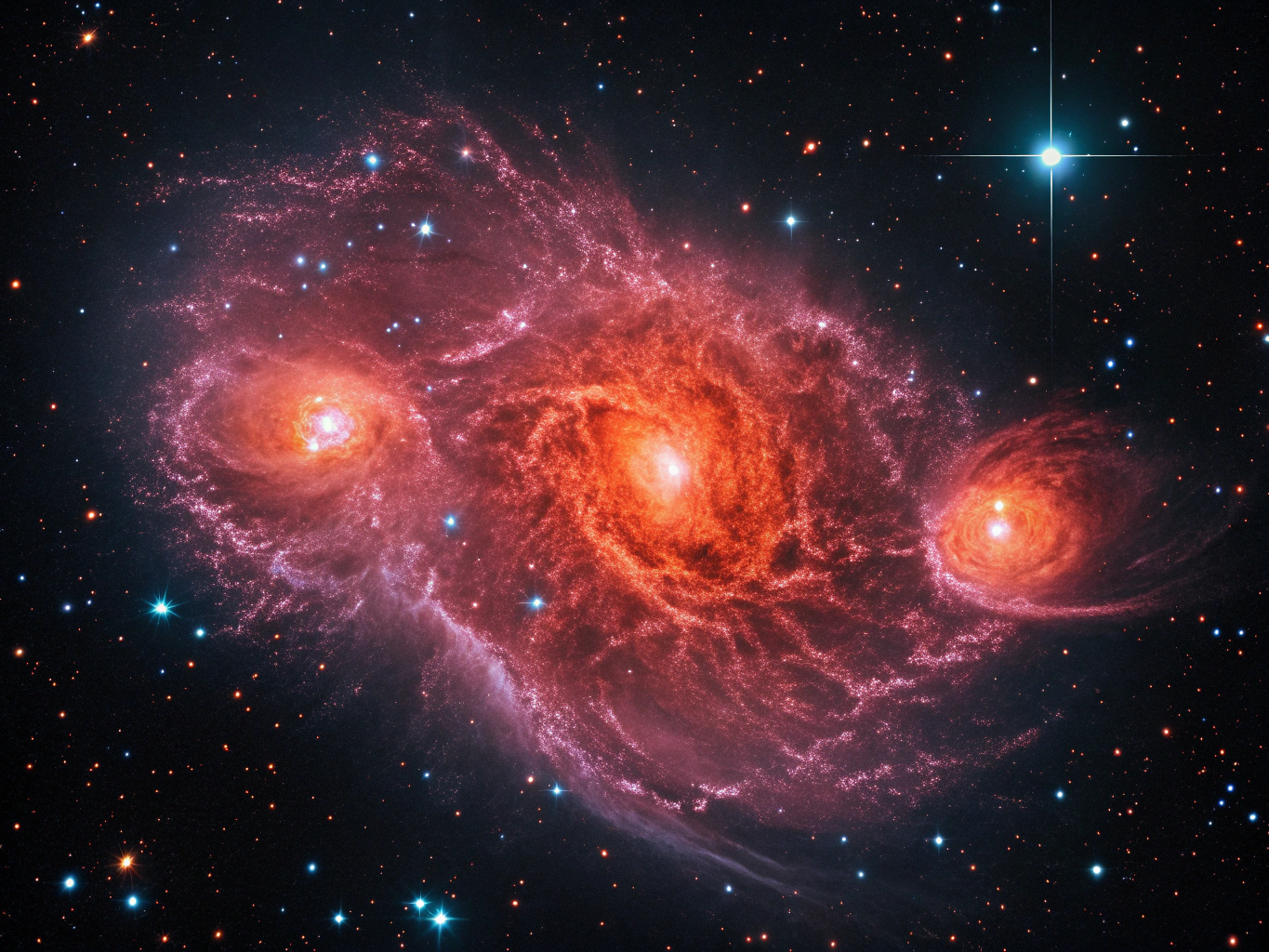 Deep-space astronomical visualization of luminous magnetic filaments within a galaxy cluster halo