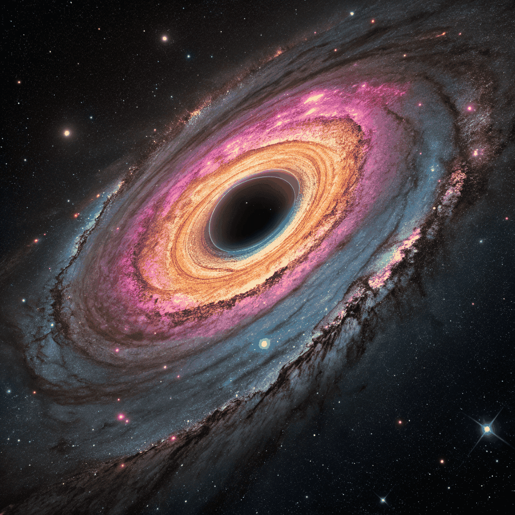 Circular luminous cosmic portal warping space and light in deep space